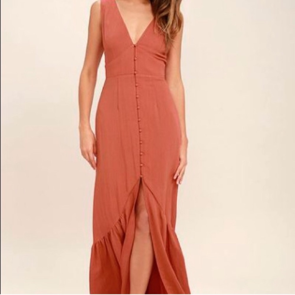 NWT Lulus Coral/Orange Maxi Dress
